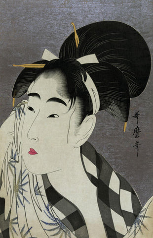 Woman wiping sweat - Kitagawa Utamaro - Japanese Edo period Ukiyo-e Woodblock Print Art Painting - Posters