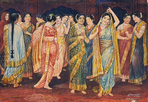 Women Dressed At A Wedding - M V Dhurandhar - Indian Masters Artwork - Framed Prints by M. V. Dhurandhar