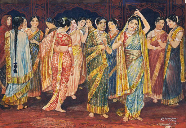 Women Dressed At A Wedding - M V Dhurandhar - Indian Masters Artwork - Canvas Prints