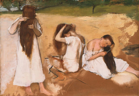 Women Combing Their Hair - Canvas Prints by Edgar Degas