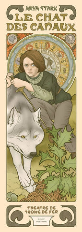Women Of Game Of Thrones - Alphonse Mucha Inspired Art Nouveau Style - Arya Stark - Posters by MarianEddington