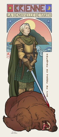 Women Of Game Of Thrones - Alphonse Mucha Inspired Art Nouveau Style - Brienne Of Tarth - Art Prints by MarianEddington