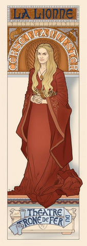 Women Of Game Of Thrones - Alphonse Mucha Inspired Art Nouveau Style - Cersei Lannister - Art Prints by MarianEddington