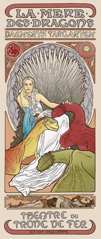 Women Of Game Of Thrones - Alphonse Mucha Inspired Art Nouveau Style - Daenerys Targaryen - Art Prints by MarianEddington