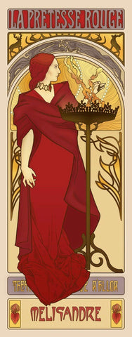 Women Of Game Of Thrones - Alphonse Mucha Inspired Art Nouveau Style - Mellisandre Red Priestess - Posters by MarianEddington