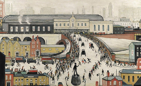 Workers Walking To Manchester Railway Station - L S Lowry - Large Art Prints by L S Lowry