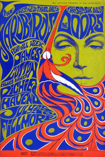 Yardbirds Doors And Richie Havens Live At Fillmore Auditorium Music Concert Poster - Tallenge Vintage Rock Music Collection - Framed Prints