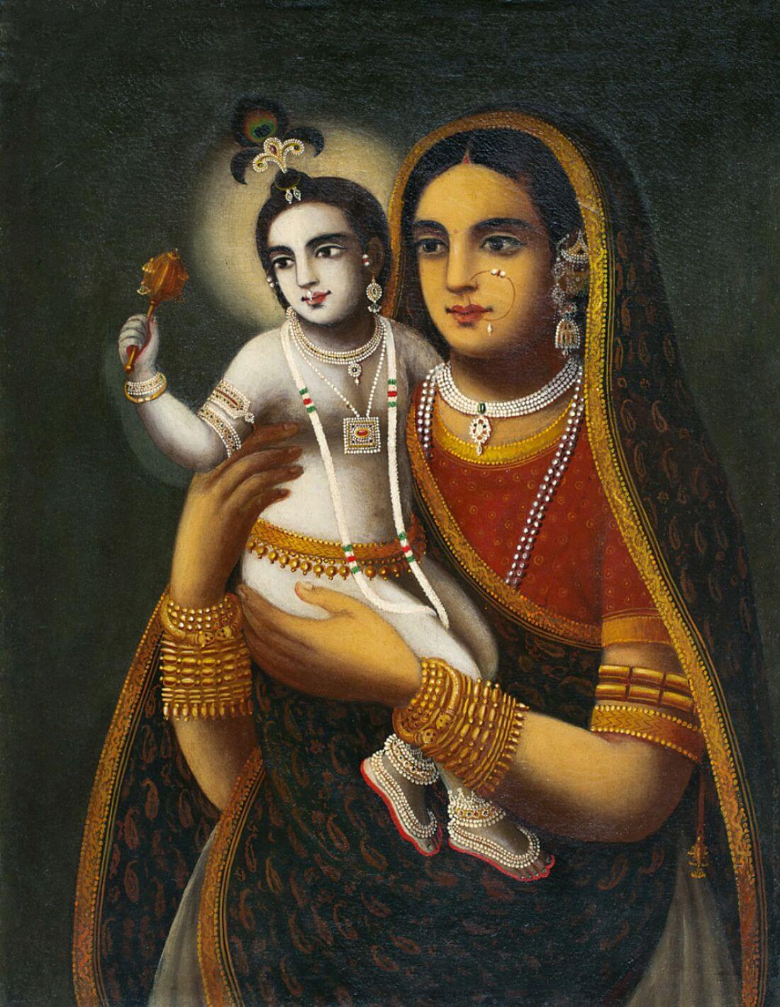 yashoda-krishna-dutch-bengal-school-art-vintage-indian-painting