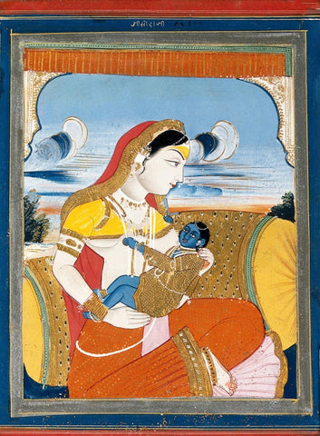 Yashoda Krishna - Vintage Indian Painting - Canvas Prints by Jai
