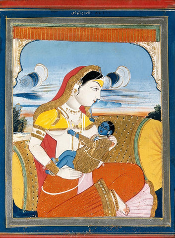 Yashoda Krishna - Vintage Indian Painting by Jai