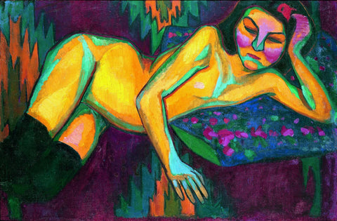Yellow and Purple Nude - Posters by Christopher Noel