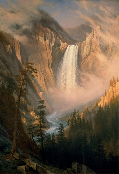 Yellowstone Falls - Albert Bierstadt - Landscape Painting - Life Size Posters