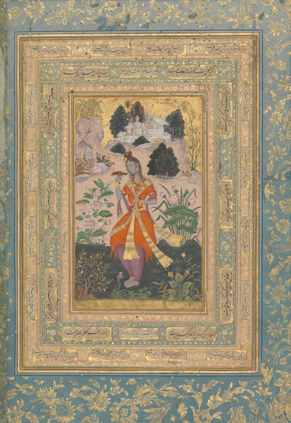 Yogini With A Mynah Bird - Early 17Th Century - C.1600- Vintage Indian Miniature Art Painting - Life Size Posters