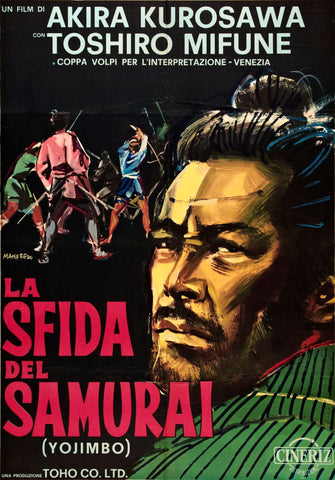 Yojimbo - ITALIAN RELEASE - Akira Kurosawa Japanese Cinema Masterpiece - Classic Movie Poster - Life Size Posters by Kentura