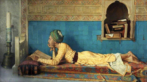 Young Man Studying - Osman Hamdi Bey - Orientalist Painting - Framed Prints