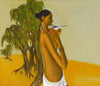 Young Woman With Bird - B Prabha - Indian Art Painting - Large Art Prints