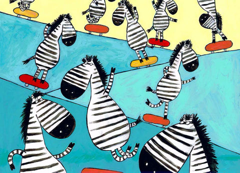 Zebra Skate Boarding - Posters by George Joseph