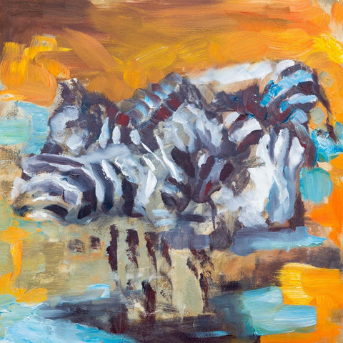 Zebras In Autumn - Canvas Prints by Teri Hamilton