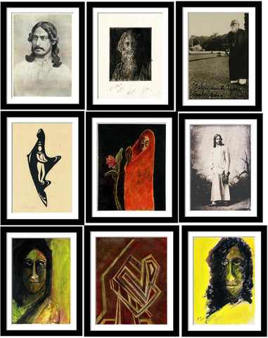Set of 10 Best of Rabindranath Tagore Paintings - Framed Poster Paper (12 x 17 inches) each by Rabindranath Tagore