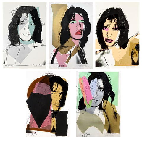 Set of 10 Andy Warhol’s Portraits of Mick Jagger  Paintings - Canvas Gallery Wraps (16 x 24 inches) each by Andy Warhol