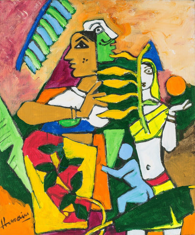 Ardhanarishvara - Canvas Prints by M F Husain