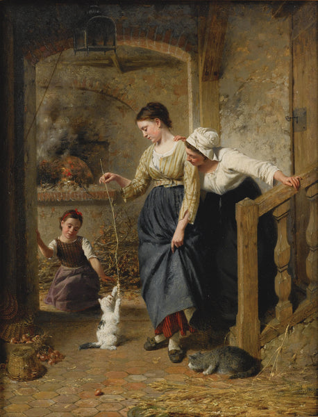 Playing with the Kittens (Leker Med Kattungarna) - Édouard Castres - Orientalist Painting - Life Size Posters