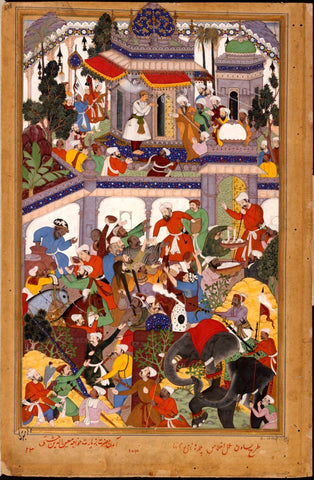 Indian Miniature Paintings - Rajput painting - Akbar visits the tomb of khwajah muin ad-din chishti at ajmer - Canvas Prints