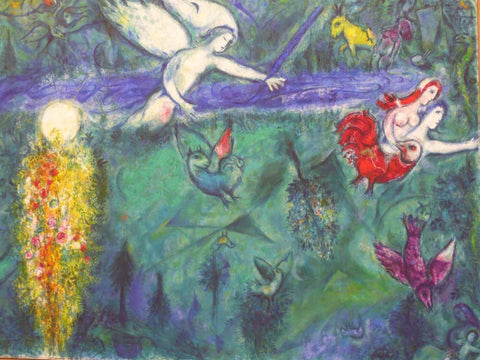 Adam And Eve Chased From The Terrestrial Paradise - Large Art Prints by Marc Chagall