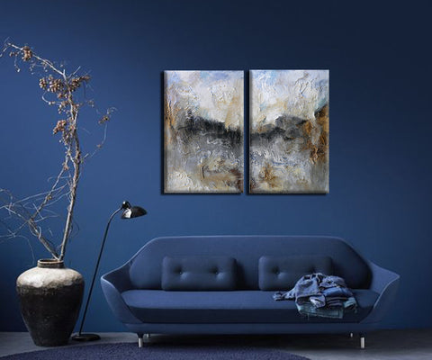 Earthy Majesty - Contemporary Abstract Painting Diptych - 2 Gallery Wrap (10 x 12 inches) each