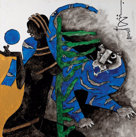 Blue Tiger - Framed Prints by M F Husain