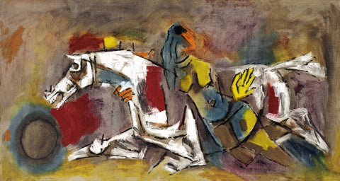 Horse and Lady - Maqbool Fida Husain – Painting by M F Husain