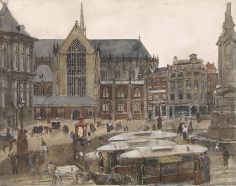 Dam Square in Amsterdam (Dam-Platz in Amsterdam)- George Breitner - Dutch Impressionist Painting - Large Art Prints by George Hendrik Breitner