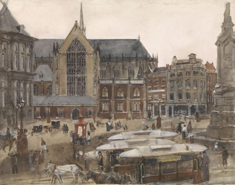 Dam Square in Amsterdam (Dam-Platz in Amsterdam)- George Breitner - Dutch Impressionist Painting by George Hendrik Breitner