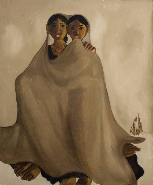 Two Sitting Girls - Canvas Prints