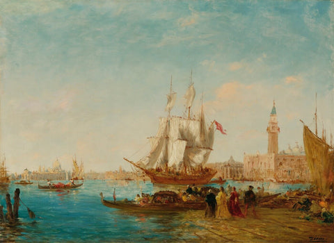 Embarking On The Slavers Dock (Embarquement Sur Le Quai Des Esclavons) - Felix Ziem Painting by Felix Ziem