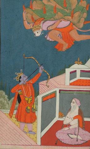 Indian Miniature Paintings - Rajasthani Paintings - Gods And Demons by Kritanta Vala
