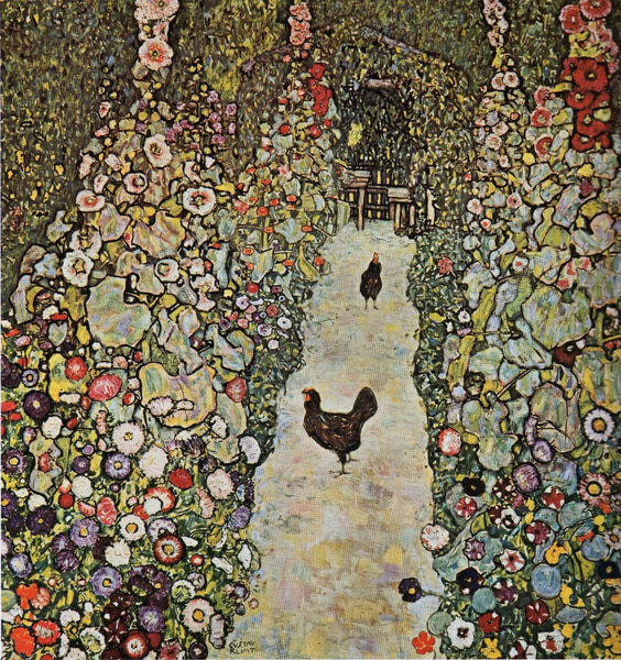 Garden Path With Chickens - Canvas Prints