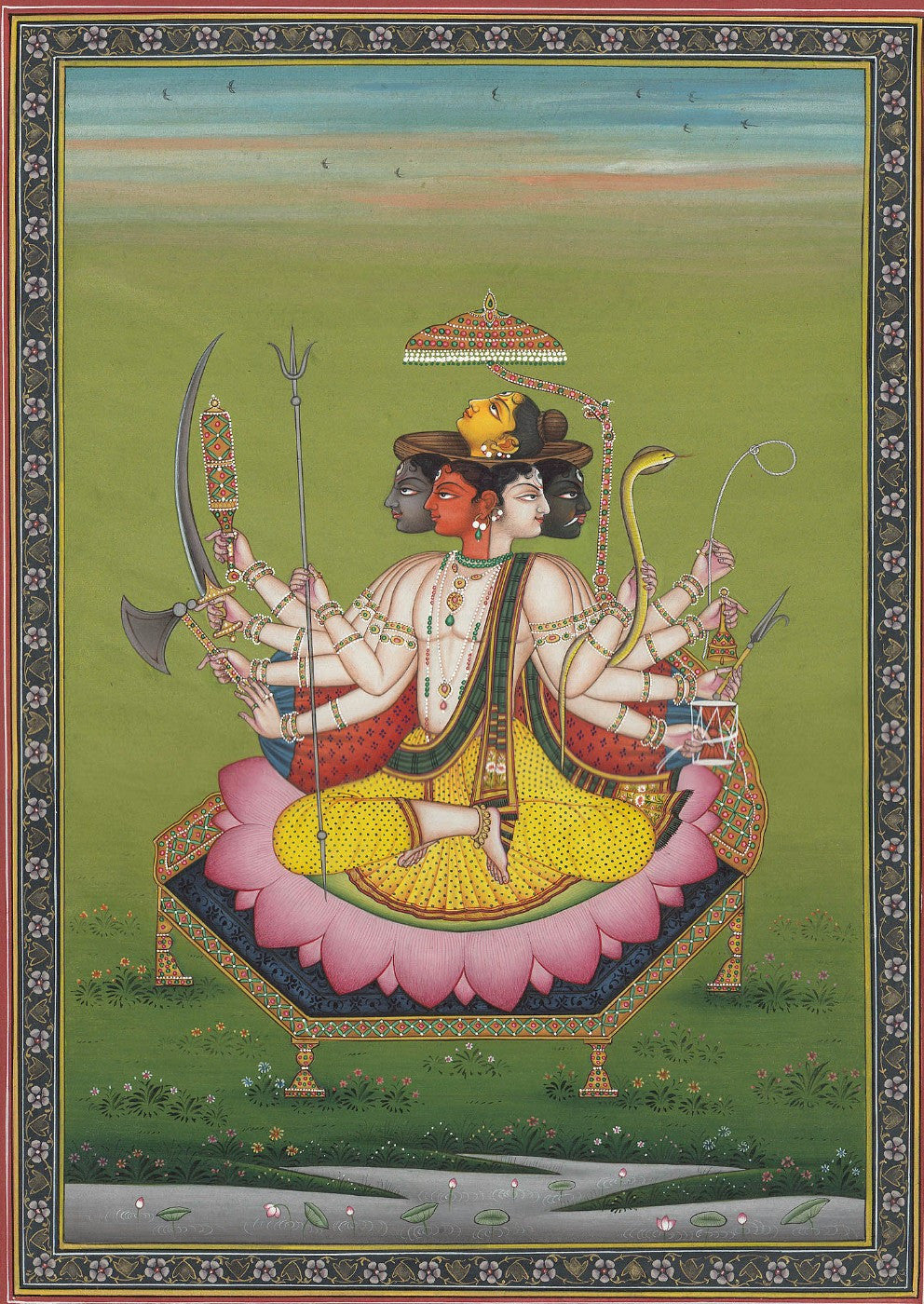 Indian Miniature Art - Pancha Mukha Shiva - Canvas Prints by ...
