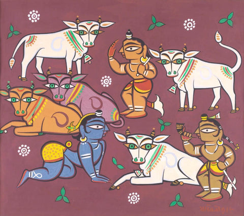 Deities And Cows by Jamini Roy