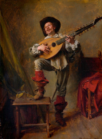 Theorbo playing soldier, 1865 by Ernest Meissonier