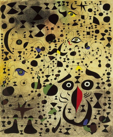 The Beautiful Bird Revealing The Unknown To A Pair Of Lovers (Le Bel Oiseau Déchiffrant linconnu Au Couple Damoureux) - Posters by Joan Miro