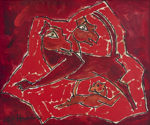 Red Animals by M F Husain