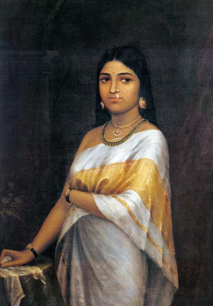 Kerala Royal Lady - Raja Ravi Varma Painting - Vintage Indian Art - Canvas Prints