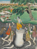 Krishna Defeating Kaliya With The Serpents Wives Pleading For His Release - Kangra Circa-1820 - Vintage Indian Miniature Art Painting - Life Size Posters