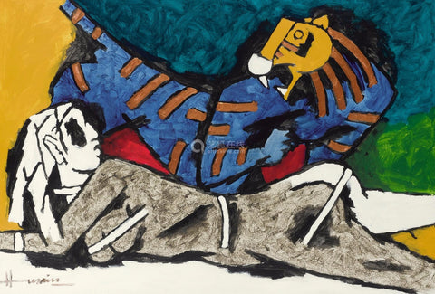 LADY AND THE TIGER by M F Husain
