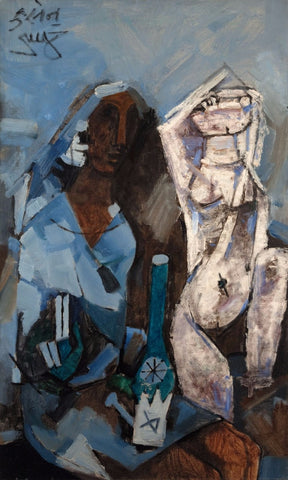 Lady With Lamp by M F Husain