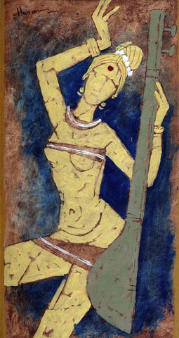 Lady With Tanpura by M F Husain