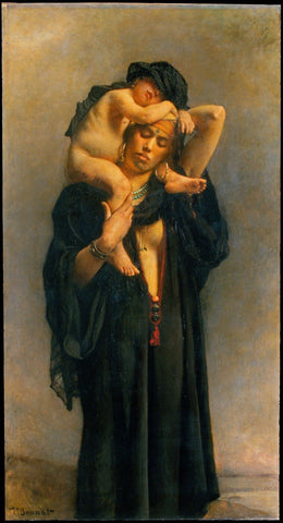 An Egyptian Peasant Woman and Her Child - Canvas Prints by Léon Bonnat