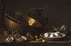 Still Life With Oysters, Garlic, Eggs, Pot And Bread - Canvas Prints