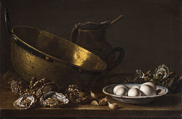 Still Life With Oysters, Garlic, Eggs, Pot And Bread - Large Art Prints